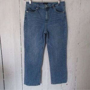 Quince High Rise Straight Cropped, Medium Blue, Size 32